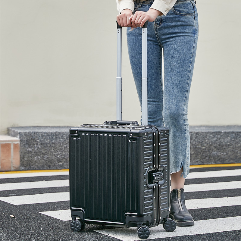 Small business aluminum frame luggage 18 inch computer password box universal wheel durable pc trolley case men's and women's suitcases