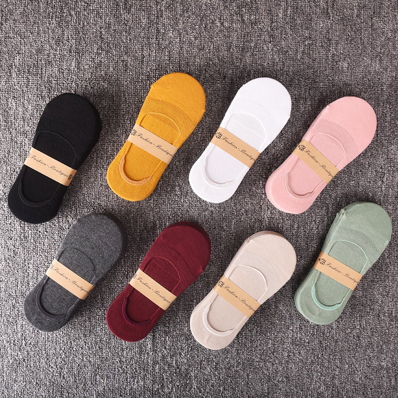 Women's Cotton No-Show Socks, Summer Thin Silicone Non-Slip Sole Socks, All-Season Short Socks