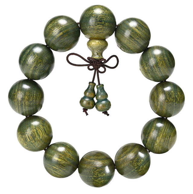 ແທ້ຈິງ Green Sandalwood Buddha Bead Bracelet ທໍາມະຊາດ Sandalwood Argentinian Jade Sandalwood Fragrance Bracelet ເຄື່ອງປະດັບຜູ້ຊາຍແລະແມ່ຍິງ