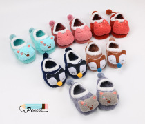 Autumn and winter coral velvet cartoon childrens socks infant childrens baby floor non-slip socks Feather gauze male socks