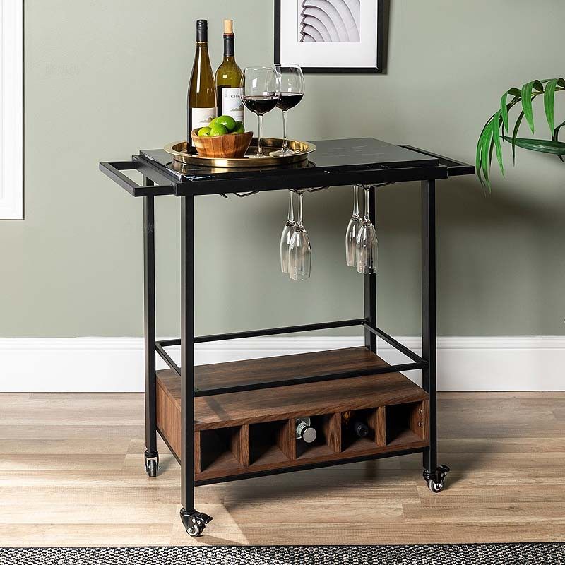 Restaurant Cart Microwave Stove Bar Hotel Mobile Cart Commercial Iron Marble Steak Water