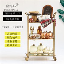 Vintage Trolley Art Deco Iron Tea Drinks Dining Car Retro Art Deco Glass Service Car