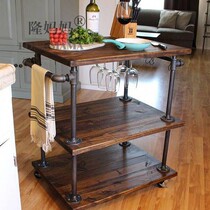 Retro restaurant dining car loft Industrial water pipe trolley commercial mobile three-layer gourmet wine car antique car