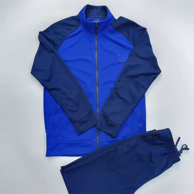 Spring and Autumn Blue Long-Sleeved Physical Training Suit for Men and Women, Long-Sleeved Sportswear, Quick-Drying Breathable Jacket, Long Pants Sportswear
