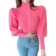 Real shot net red turtleneck sweater women's autumn and winter puff sleeve fashion knitwear long-sleeved bottoming top