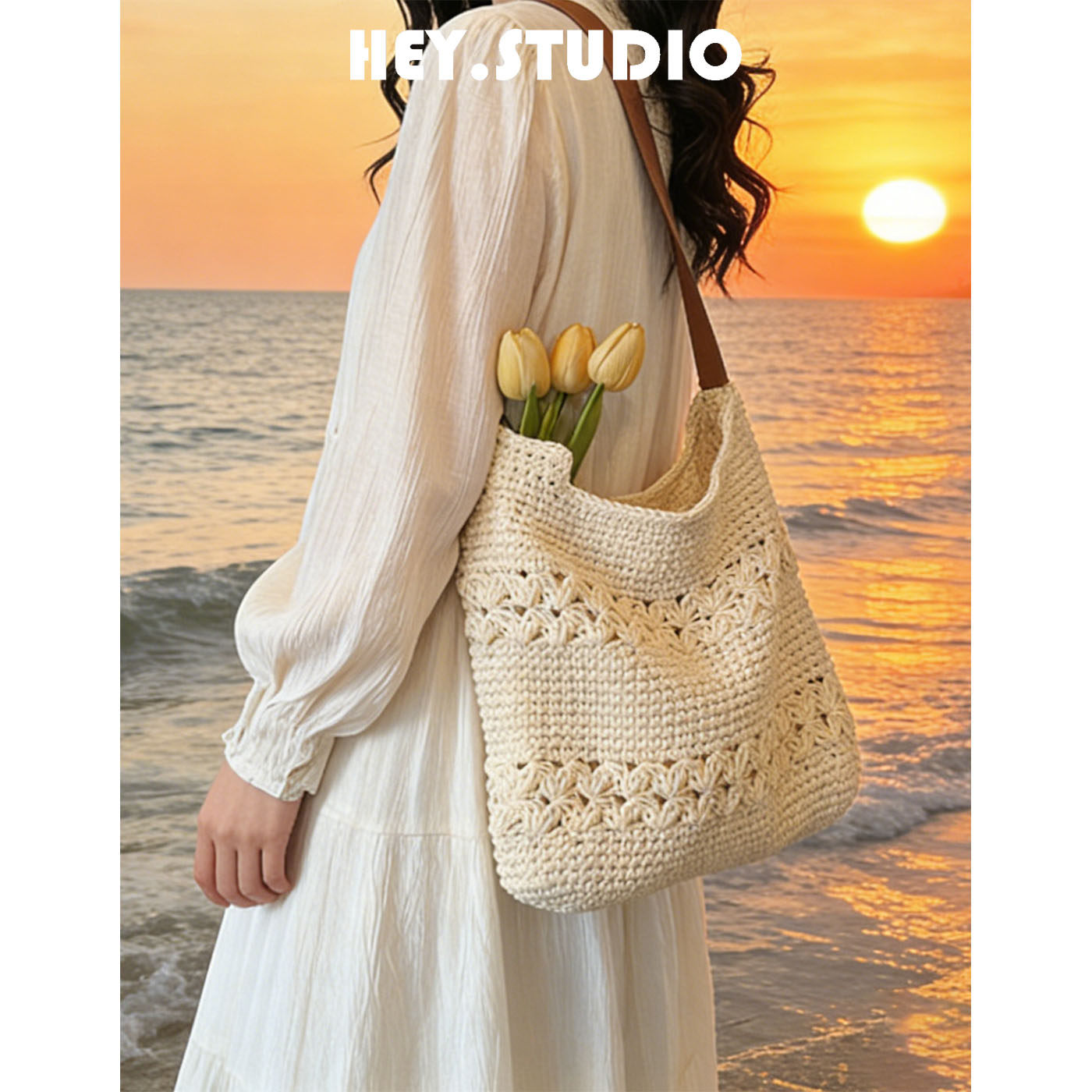 Large Capacity Straw Woven Bag For Women 2026 New Arrival Beach Vacation Tote Lazy Style Shoulder & Crossbody Bag - Thumbnail 5