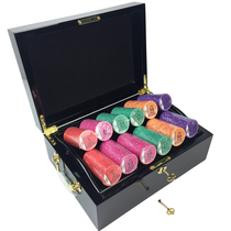 500 piece 43 ceramic chip set Texas Holdem chip set high grade wooden box with ceramic chip set