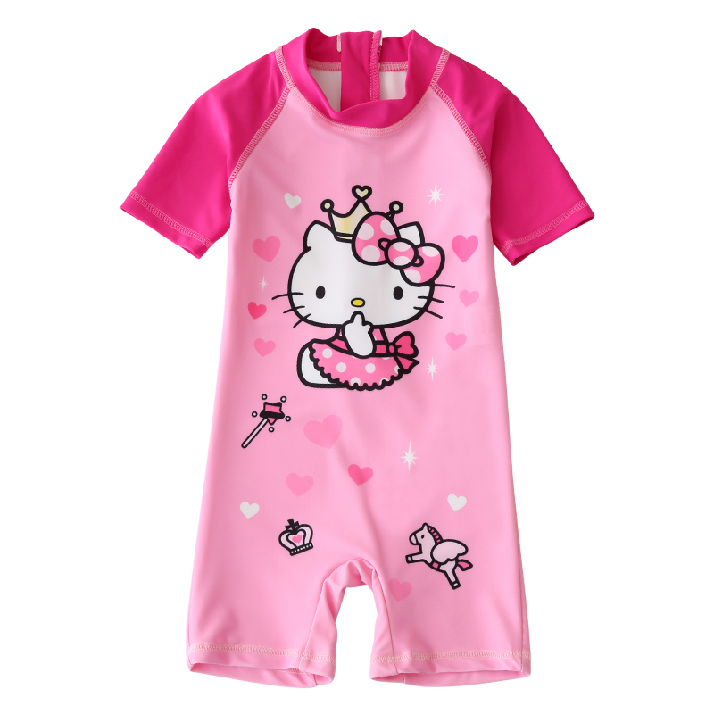 hello kitty genuine children's girls swimwear Siamese boxer sunscreen cute learning to swim