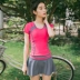 Đồ bơi nữ bảo thủ ba mảnh thể thao Bể bơi Hàn Quốc che bụng ngắn tay nữ sinh viên chia váy kiểu phẳng góc bikini 2 mảnh màu đỏ Bộ đồ bơi hai mảnh