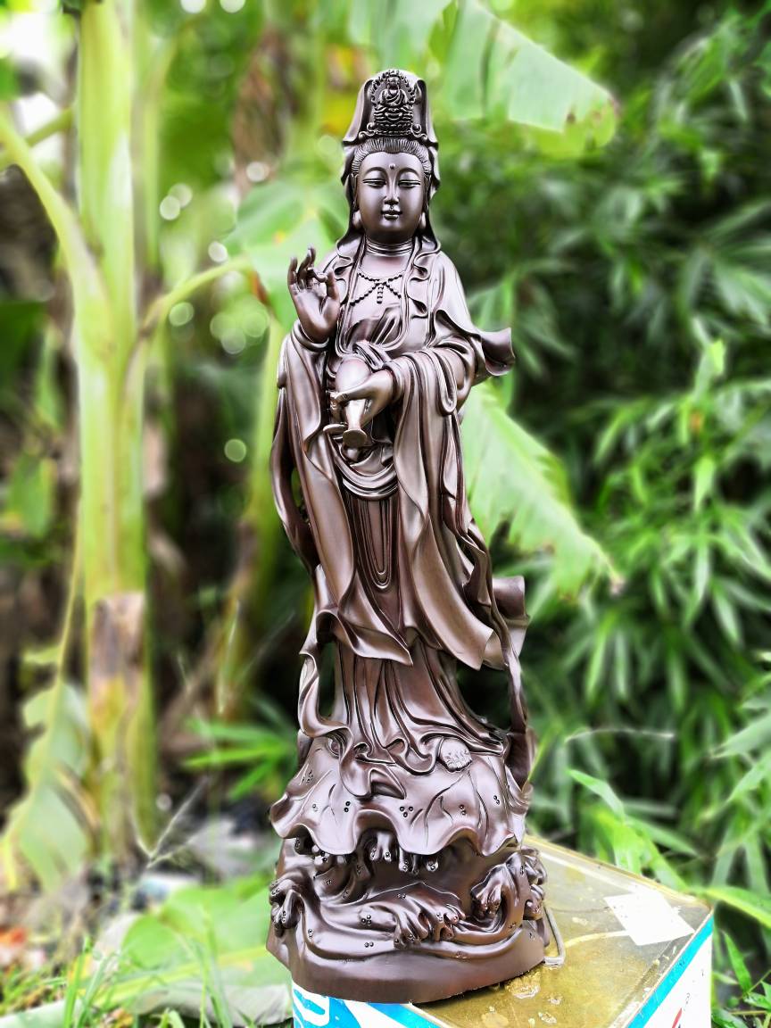 Bao Ping dripping Guanyin BodhisattBodhisattva Black sandalwood Decorative Furnishing of Feng Shui Home Jo Relocation Temple please Buddha