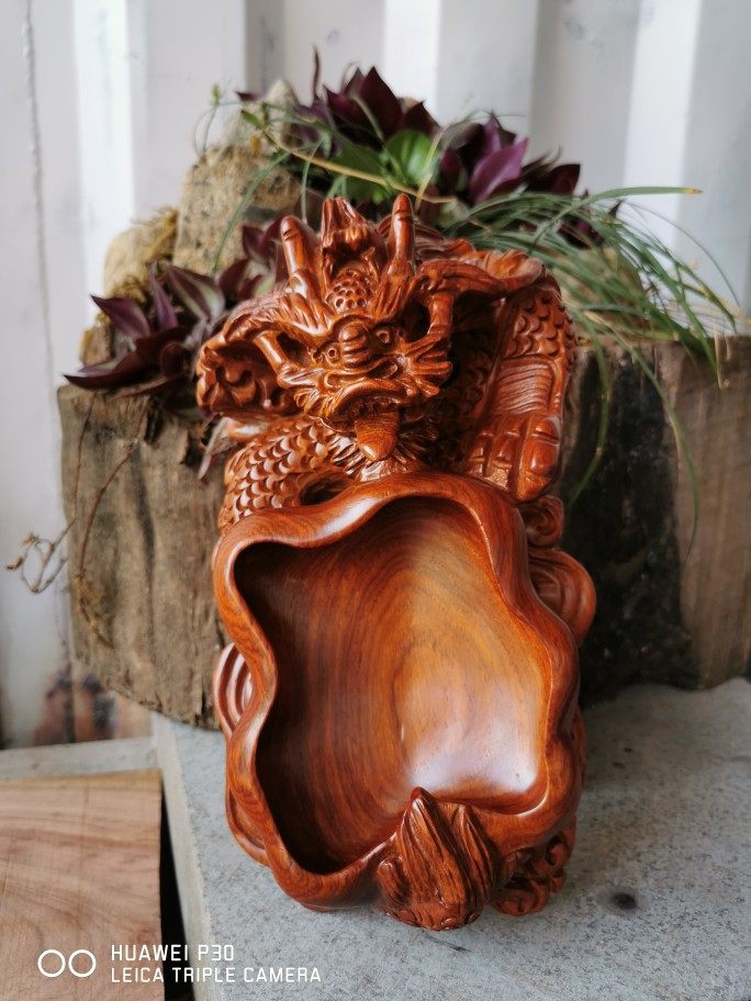 Wood Carving Creative Cigarette Ash Tray Flower Pear Pan Dragon Home Living Room Fashion Personality Trend Office Chinese Decorative Swing