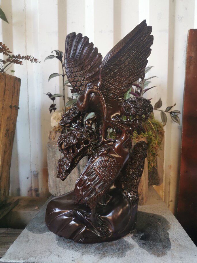 Black Sandalwood Carvings Animal Mercy Fairy Crane Pine Cranes CRAFTS GIFTS SWING ADORNED RED WOOD TOWN MANSION LIVING ROOM OLD MAN WISH BIRTHDAY GIFT