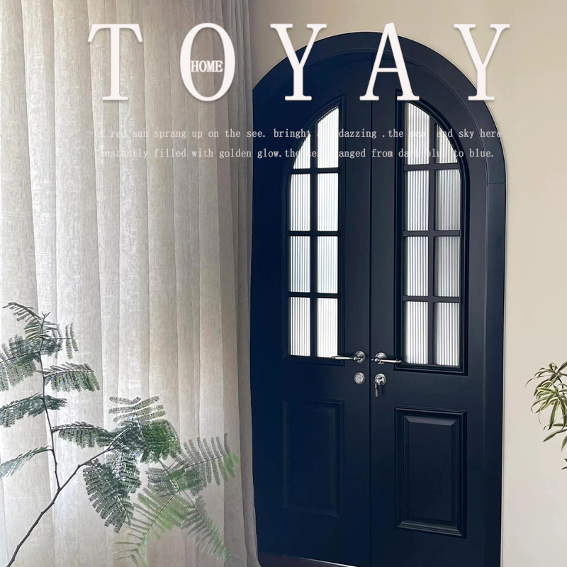 French Retro Double-Open Arch Door Curved Door Wooden Door Cream Style Arc Paint Indoor Door Bedroom Clothing Store