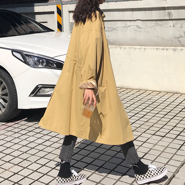Real price windbreaker women's middle long Korean spring and autumn coat student coat loose size over the knee