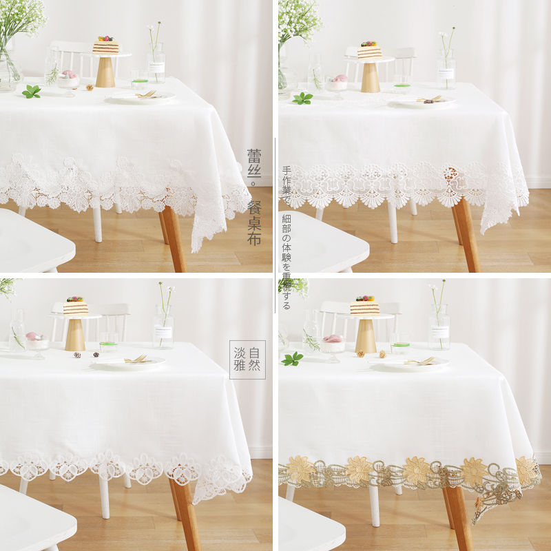 Meritocratic 99 minimalist modern white lace small frescoed table cloth art rectangular home European-style table cloth tea table cushion