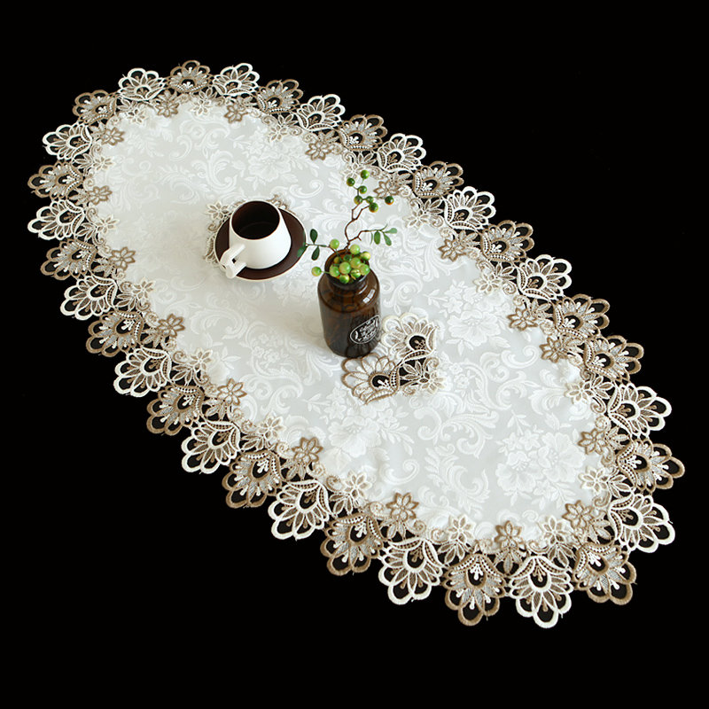 Mei 9931 is a simple modern lace elliptical cushion tea couple cloth cover TV cabinet table cloth European table flag