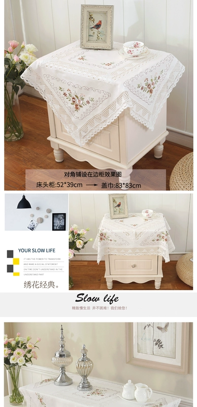 Wei Mi 5154 sợi cotton thêu ren bàn vải vải mục vụ khăn trải bàn khăn trải bàn cà phê khăn trải bàn khăn trải bàn với khăn