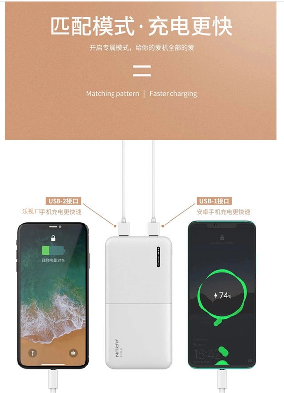 Thương hiệu biển. Đất liền. Pin sạc dự phòng nhỏ gọn di động 10000mAh Ngân hàng điện 10.000mAh mỏng và nhẹ - Ngân hàng điện thoại di động