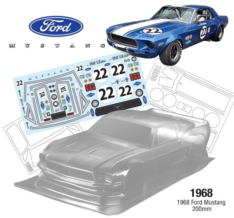 Teamc 1/10 Ford Mustang 1968 200mm Transparent Pc Car Shell Drift Teamc 1/10 Ford Mustang 1968 200mm Transparent Pc Car Shell Drift