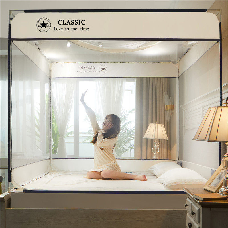 Baby anti-fall mosquito net home children's bed cover free installation thickened stainless steel bracket zipper bed yurt - Taobao