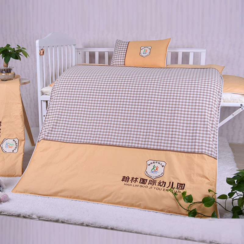 Jiuguan baby kindergarten three-piece set cotton quilted thickened quilt cover cotton quilt core six-piece set