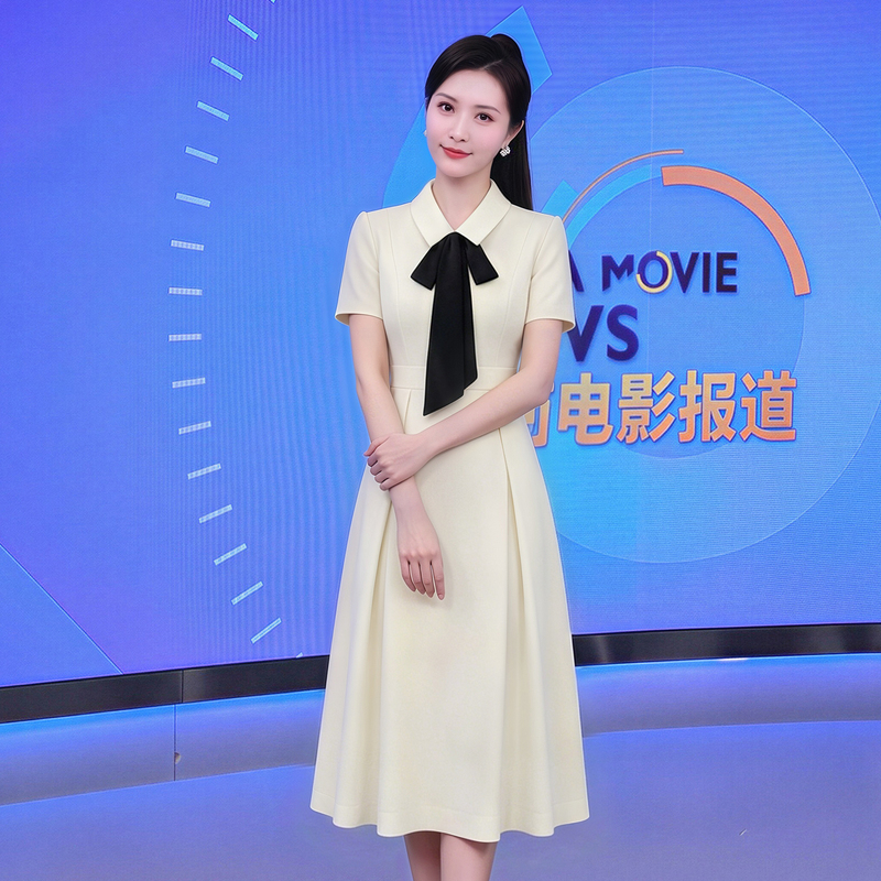 Elegant Ribbon-Style Business Suit Dress for Women, Suitable for Presenters, Formal Attire, and Professional Wear