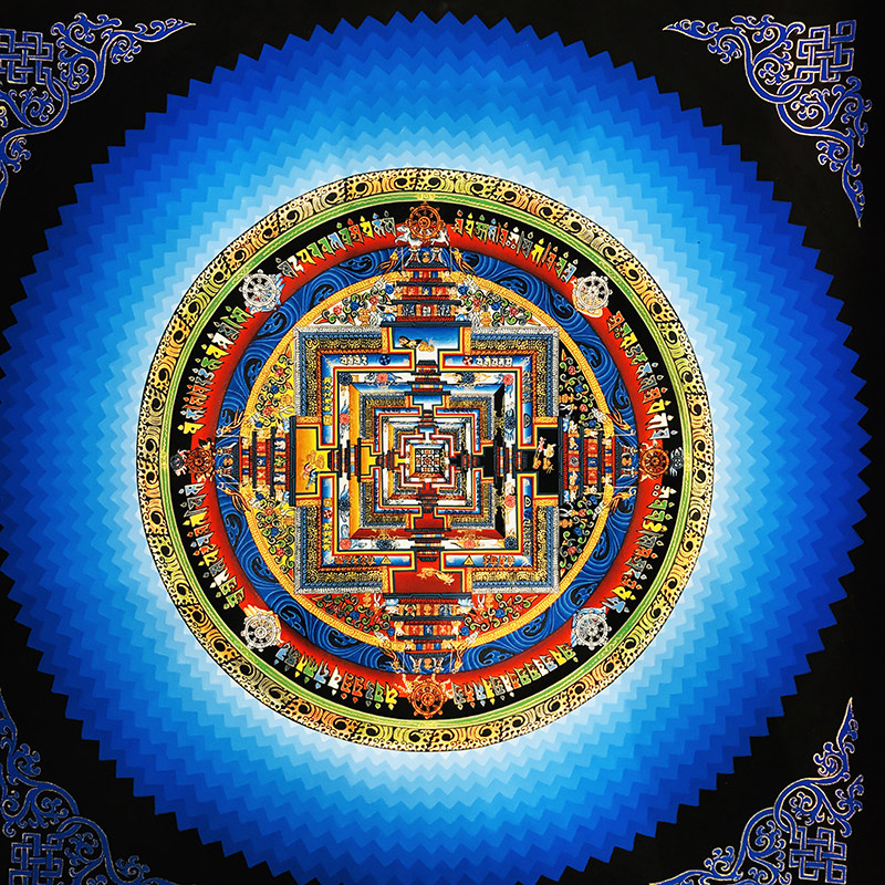 Pure gold hand-painted altar city Mandala Altar City spell wheel entrance corridor Tibetan Thangka decorative hanging painting