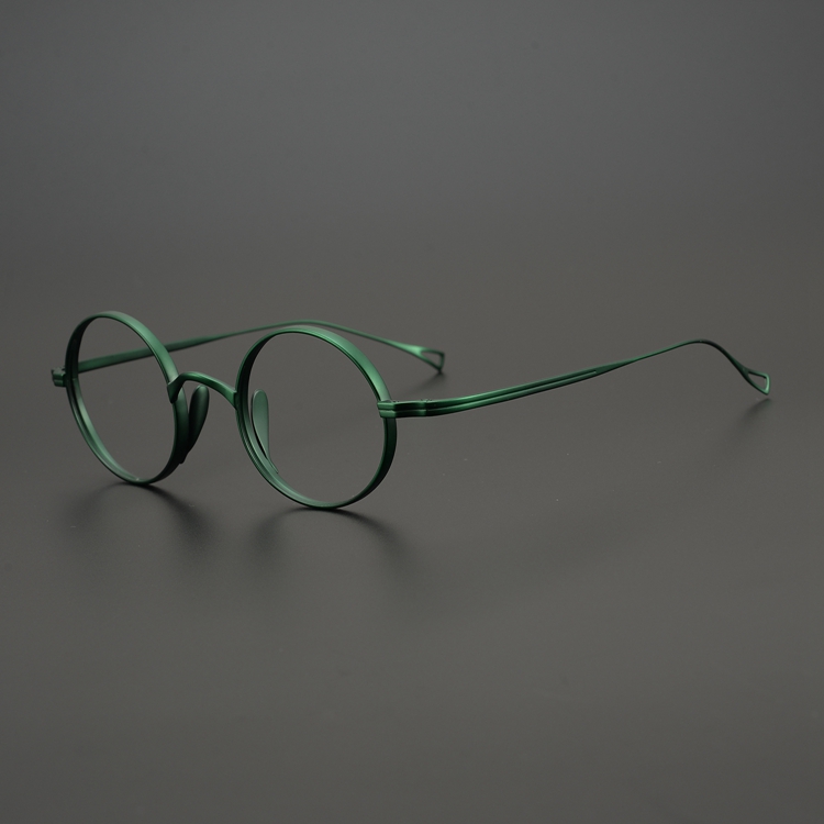 Japan small round frame handmade pure titanium retro glass frame ultra light large face with degree male and female myopia prevention blue light