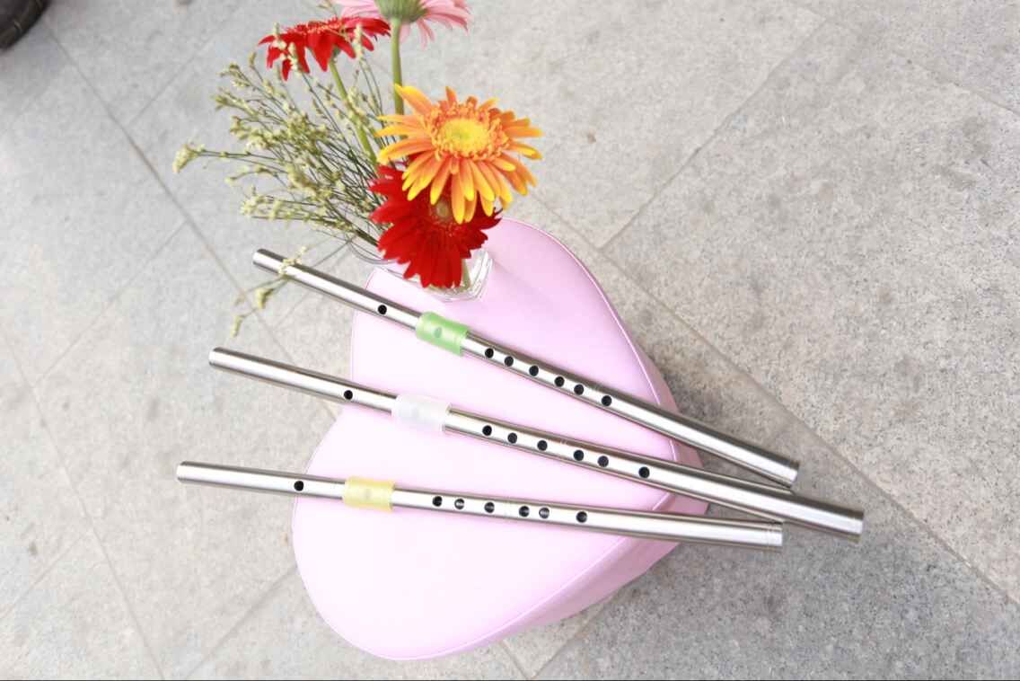 And I learn to blow flute steel flute boutique 304 thickened stainless steel flute-proof dual-use flute lengthened crossflute