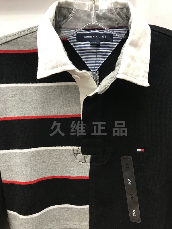 Jiuwei đích thực mua toàn cầu Tommy Hilfiger thời trang nam thu đông màu sắc thoải mái kết hợp áo polo dài tay active shirt