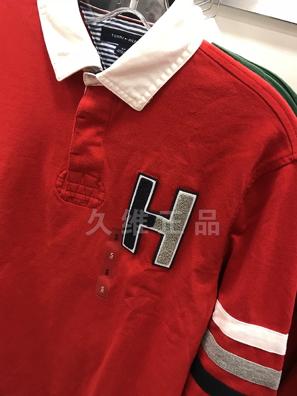 Jiuwei đích thực mua toàn cầu Tommy Hilfiger thời trang nam thu đông màu sắc thoải mái kết hợp áo polo dài tay active shirt