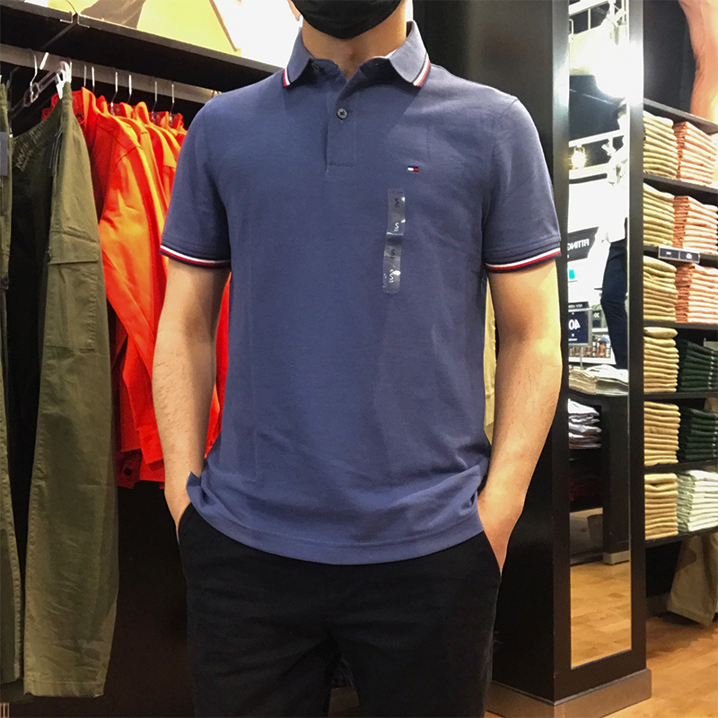 North American Tommy Hilfiger Men's Business Pique Soft Sun-Protective Sweat-Absorbent Quick-Dry Short-Sleeve Polo Shirt North American Tommy Hilfiger Men's Business Pique Soft Sun-Protective Sweat-Absorbent Quick-Dry Short-Sleeve Polo Shirt