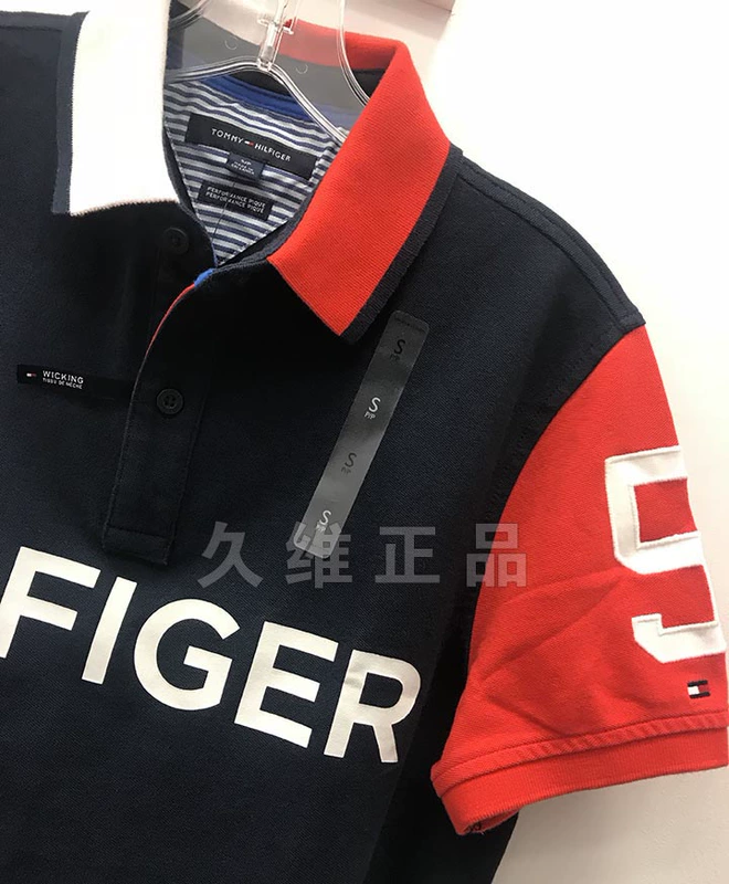 Jiuwei xác thực toàn cầu mua Tommy Hilfiger mùa hè của nam giới thoáng khí mồ hôi thấm nhanh chóng làm khô kem chống nắng ngắn tay áo polo áo phông polo nam