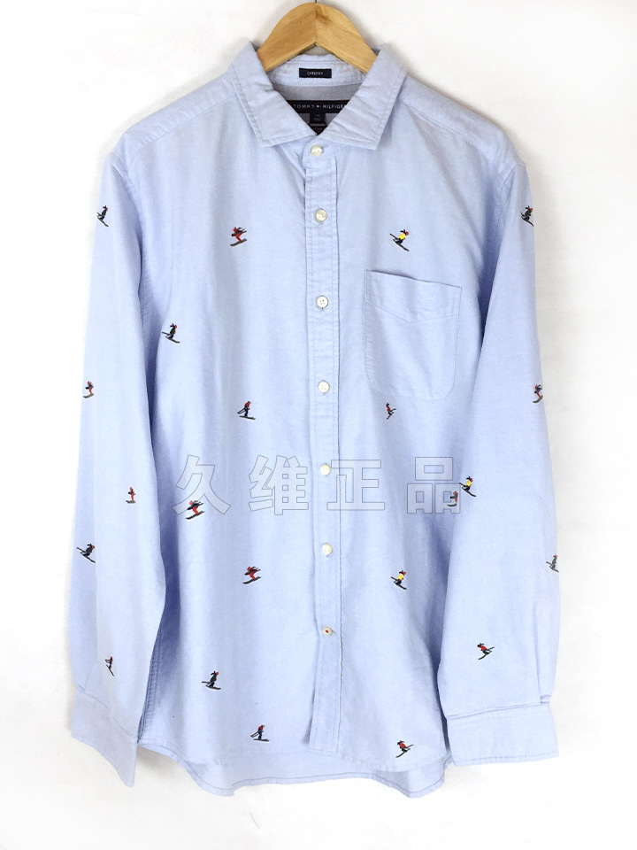 Mẫu áo cổ điển Tommy Hilfiger phiên bản Mỹ dành cho nam giản dị đặc trưng với áo sơ mi dài tay đặc biệt áo sơ mi ngắn tay