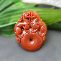 Yellow dragon jade pendant Yellow dragon Jade everything safe wishful necklace pendant pendant pretty color double-sided craft antique