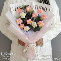 Средний/затянутый цветок/розовый бумага +подарочный пакет с светодиодом