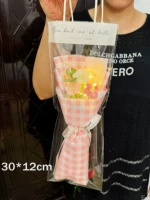 X розовый клетчатый слой + подарочный пакет свет