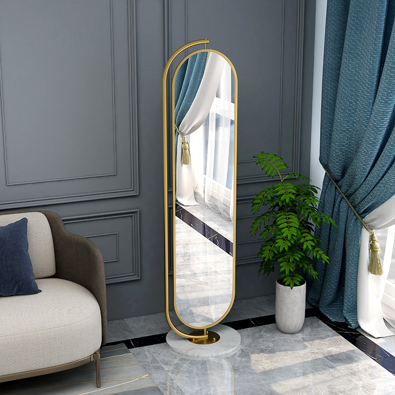 Nordic full-length mirror Home floor-to-ceiling dressing mirror Maiden bedroom rotatable three-dimensional multi-functional fitting mirror changing mirror