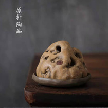 Yixing creative handmade antique purple sand Tower fragrant sandalwood plum incense plate aromatherapy room tea ceremony inserts