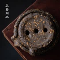 Yixing original mine purple sand antique old graphite incense burner pan fragrant sandalwood tea ceremony Buddha with ornaments