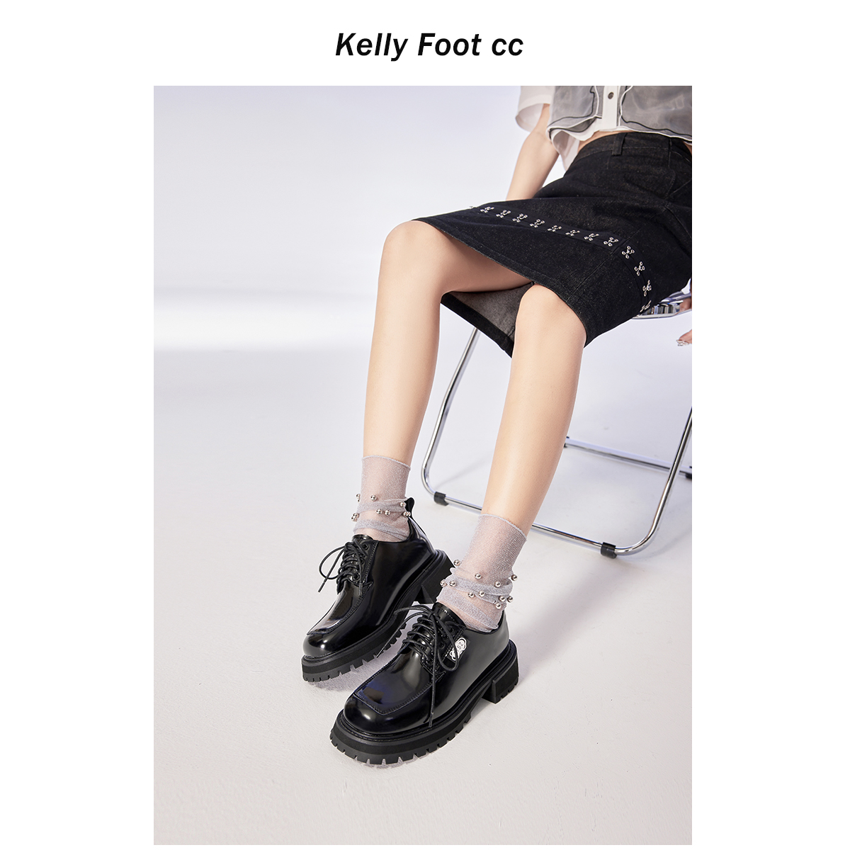 Small leather shoes female Inn Wind 2022 new lacing thick bottom pine pastry head shoes spring and autumn retro black Derby shoes