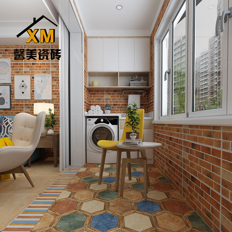 American pastoral balcony hexagonal tile tiles kitchen toilet antique tiles entered tiles 200 230