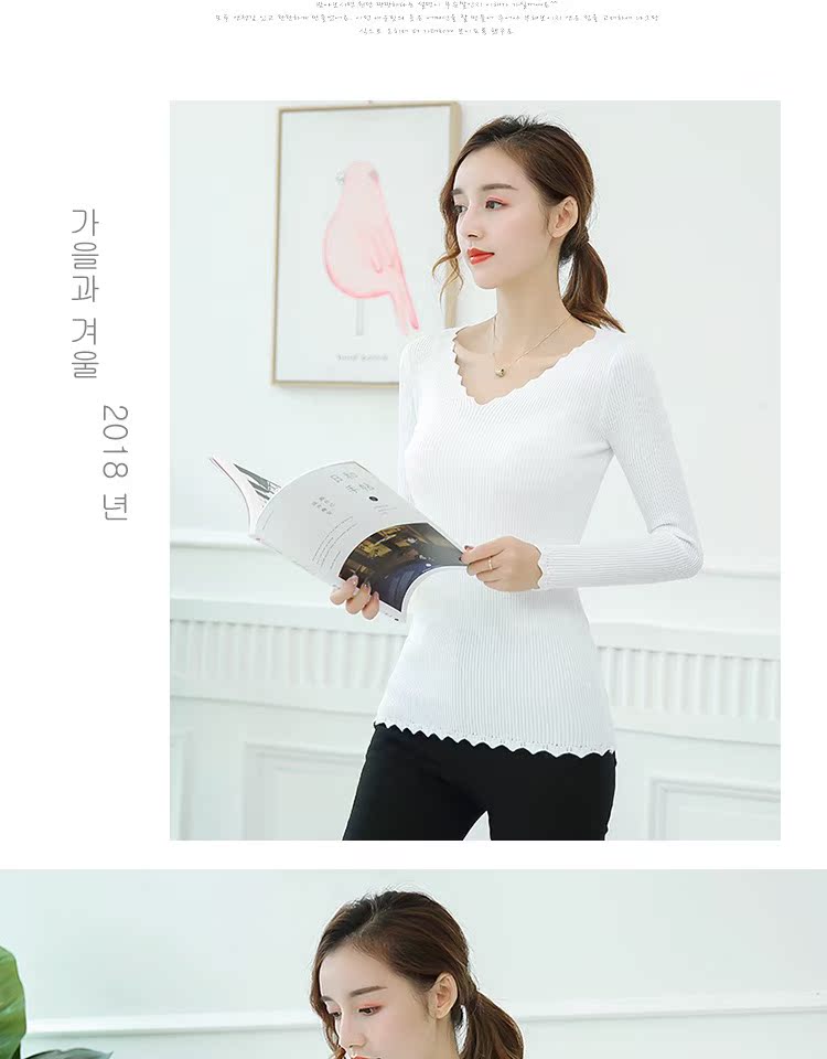 Áo len len tay dài cho nữ mùa thu 2018 mới slim slim màu chic chic áo len đầu thu mùa thu áo len croptop