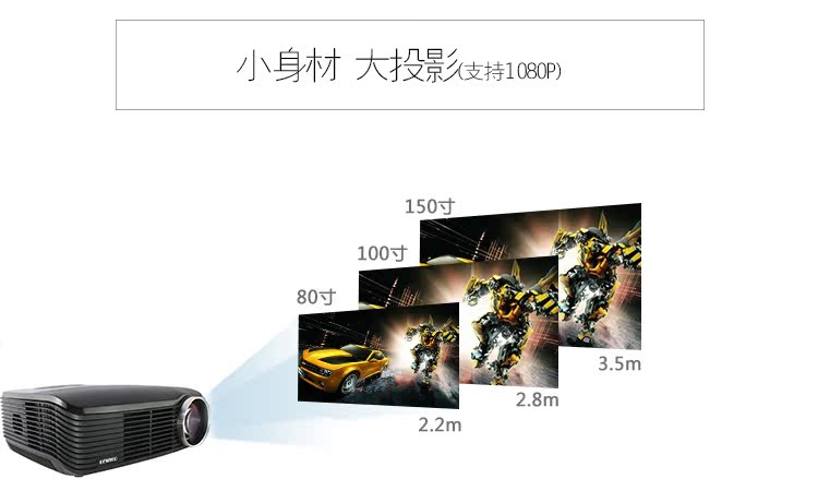 Máy chiếu LED gia đình Máy chiếu HD 1080p Tích hợp máy chiếu WIFI 3D GT-189