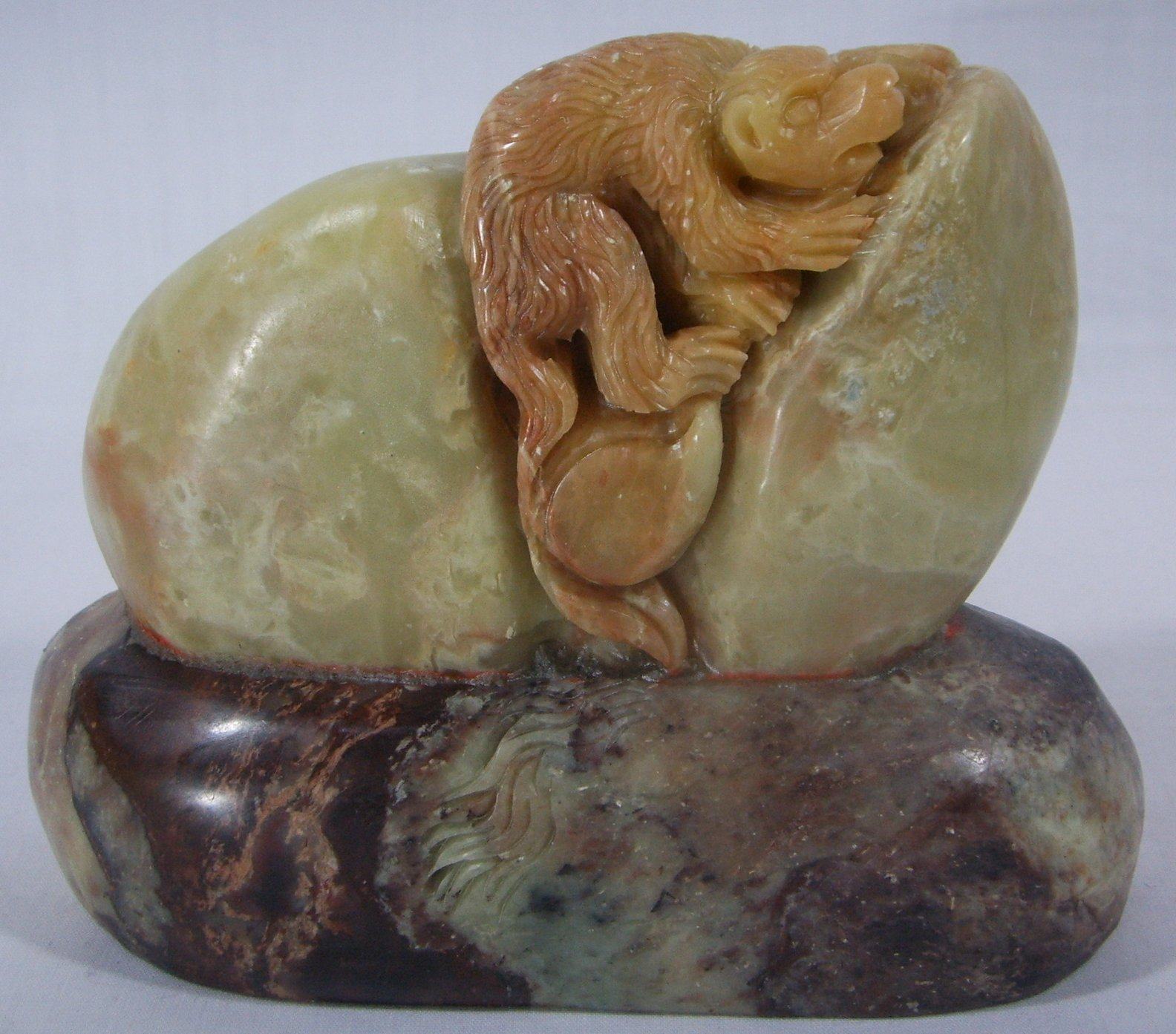 Shen Monkey Great Sacred to get full natural green fields stone engraving 12 zodiac animals Pendulum Pieces Pure Handmade Art New