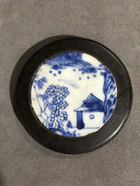 C700 mid-Qing Dynasty beautiful landscape painting ancient porcelain handbag old fidelity ebony wood edging