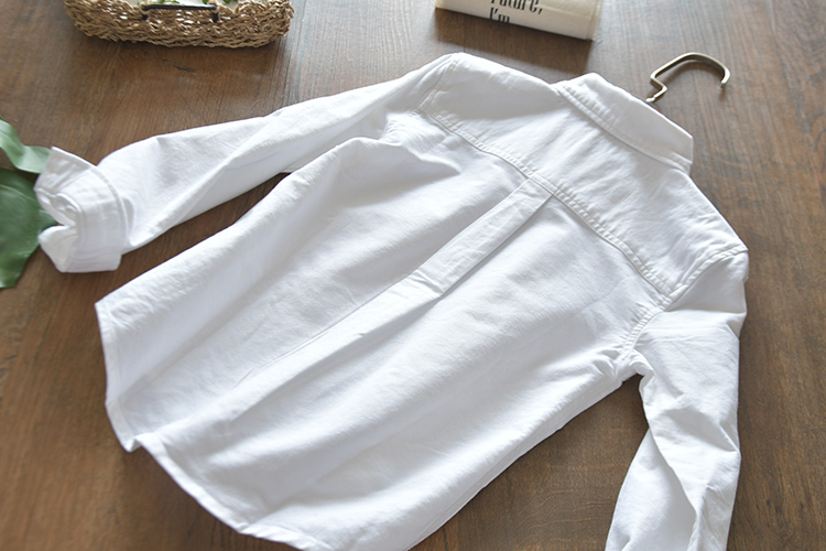 Big boy boy oxford cotton nguyên chất áo trắng trẻ em đơn giản mùa xuân và mùa thu áo sơ mi dài tay ao so mi tre em dep