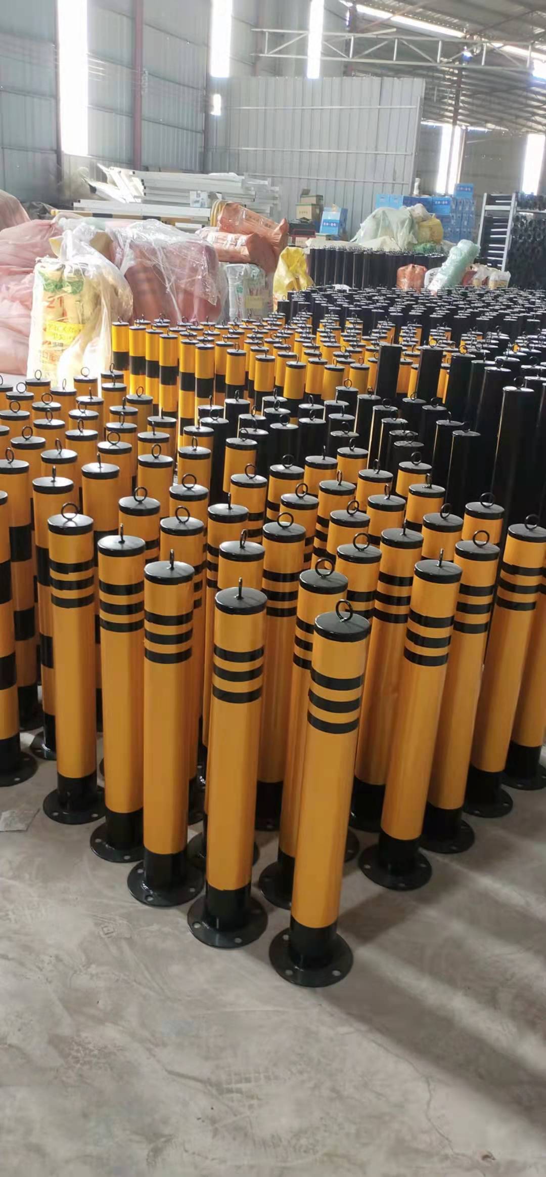 Road pile iron fixed anticollision column isolation ground pile upright post roadblock pre-embedded with lock parking pile steel tube warning column