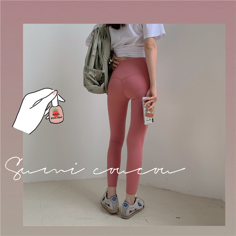 No embarrassing lines, yoga pants, spring and summer, thin underwear, sanding, nude feeling, seamless running, fitness, sports nine-point pants