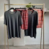 Ткань, мужские шорты, пижама, летний комплект, короткий рукав